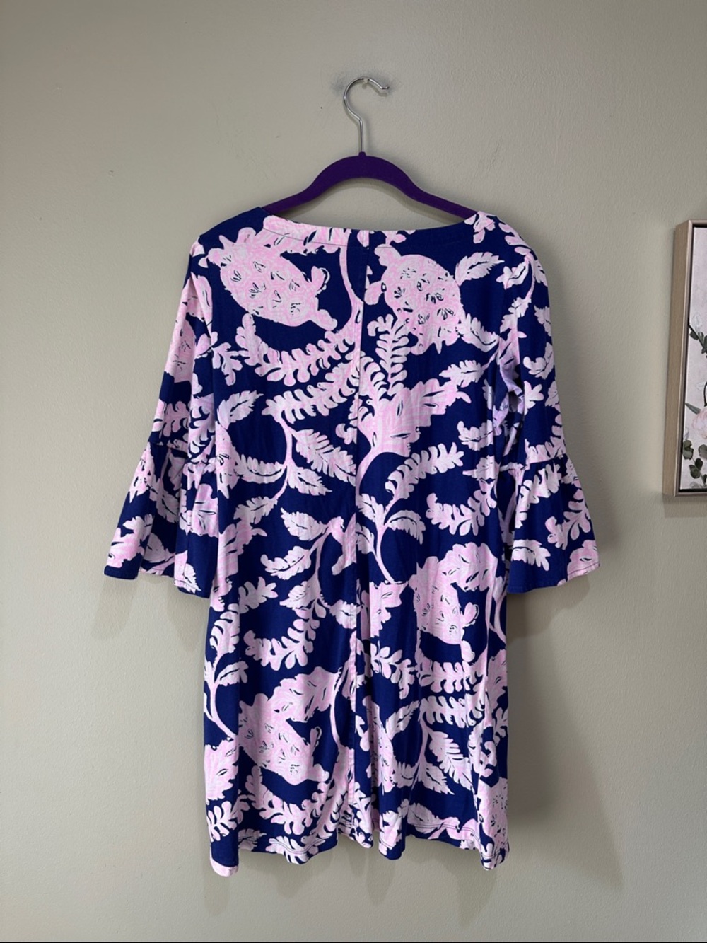 🌸Lilly Pulitzer Navy and Light Pink Floral V-Neck Dress - Picture 6 of 7